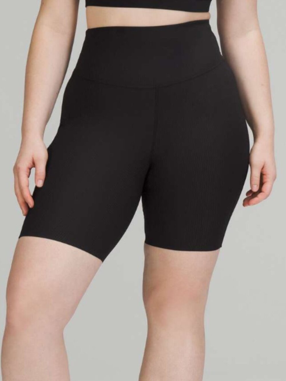 Lululemon Base Pace High-Rise Biker Short 8" Ribbed Nulux Black Women's 8